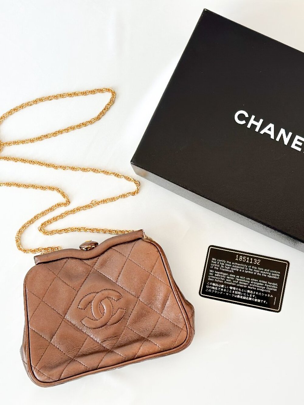 Vintage Chanel Bronze Quilted Mini Evening Bag with Chain Strap